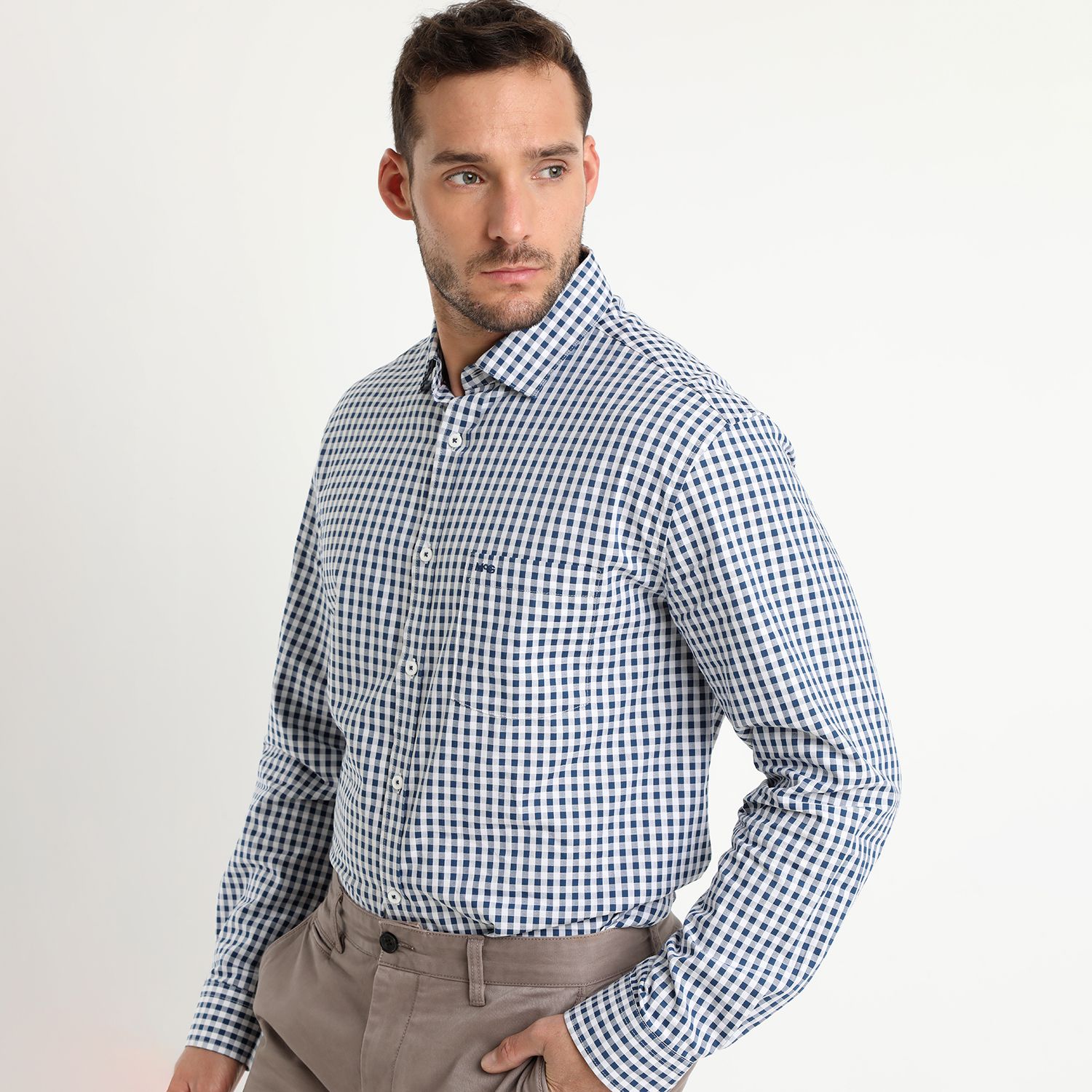 Camisa Manga Larga Cuadrillé Yd Regular Fit