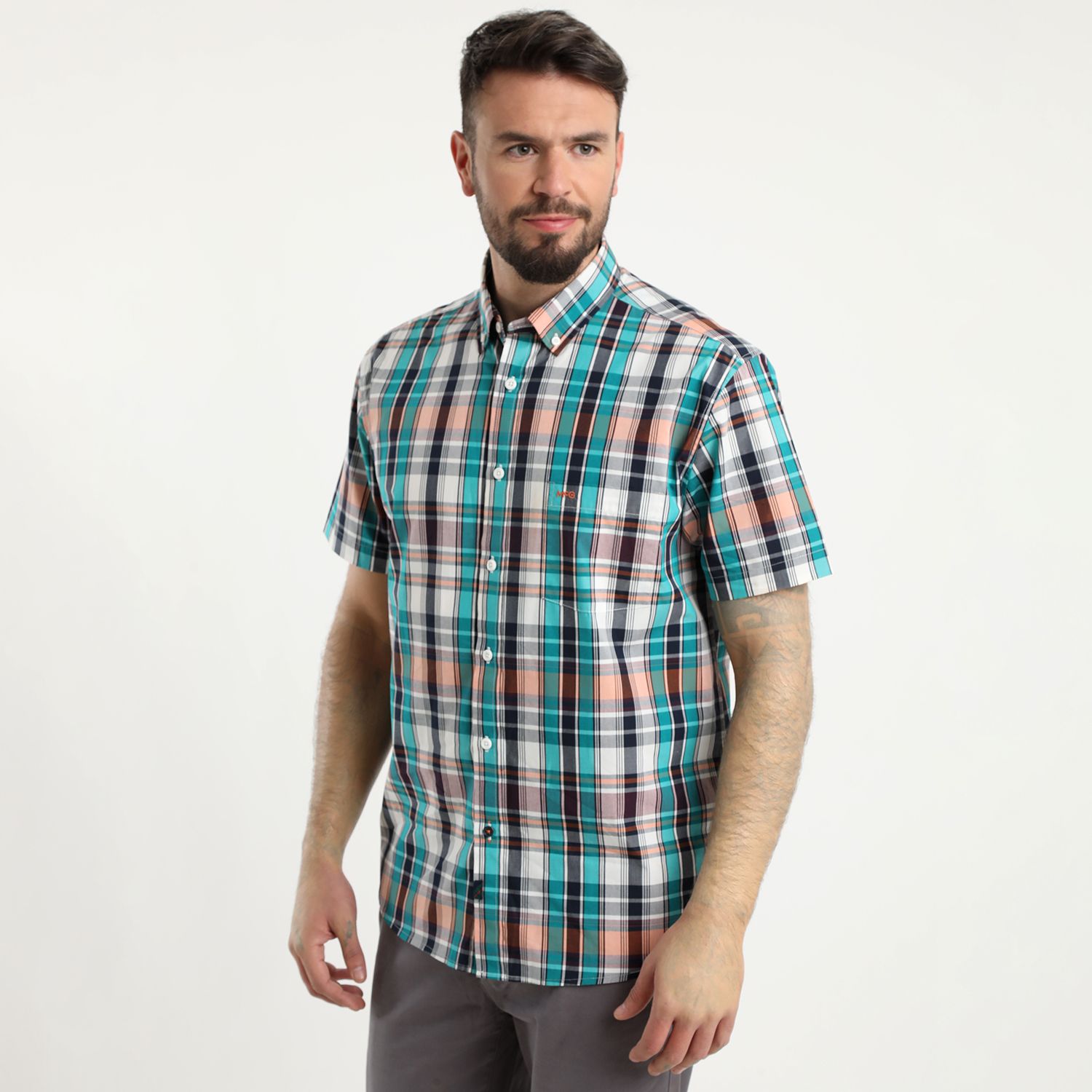 Camisa Manga Corta Escocesa Regular Fit Algodón