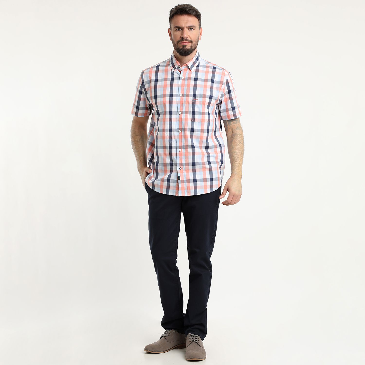 Camisa Manga Corta Escocesa Regular Fit Algodón