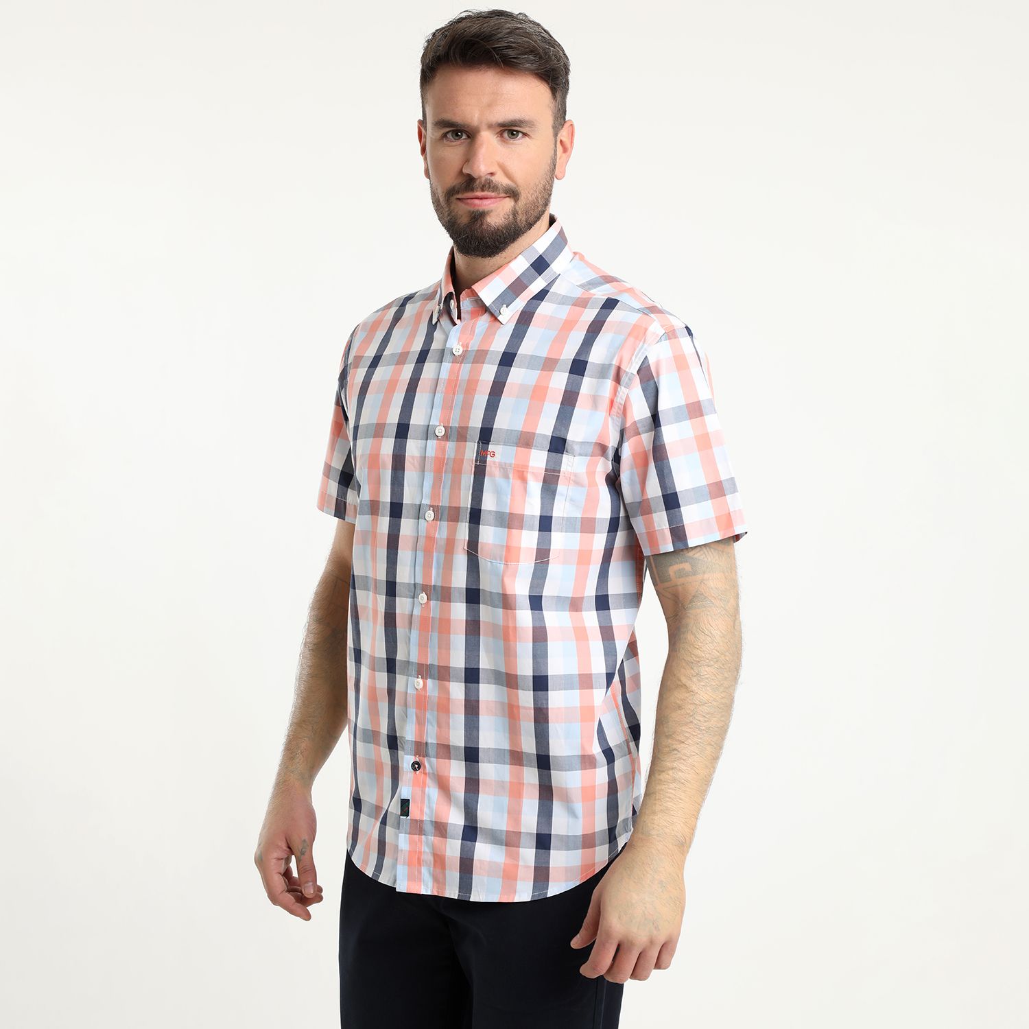 Camisa Manga Corta Escocesa Regular Fit Algodón