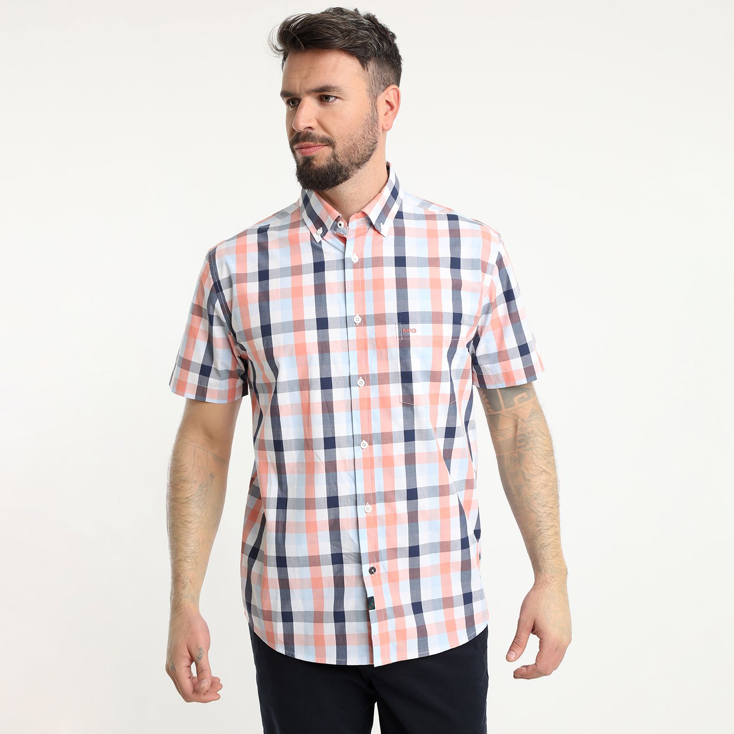 Camisa Manga Corta Escocesa Regular Fit Algodón
