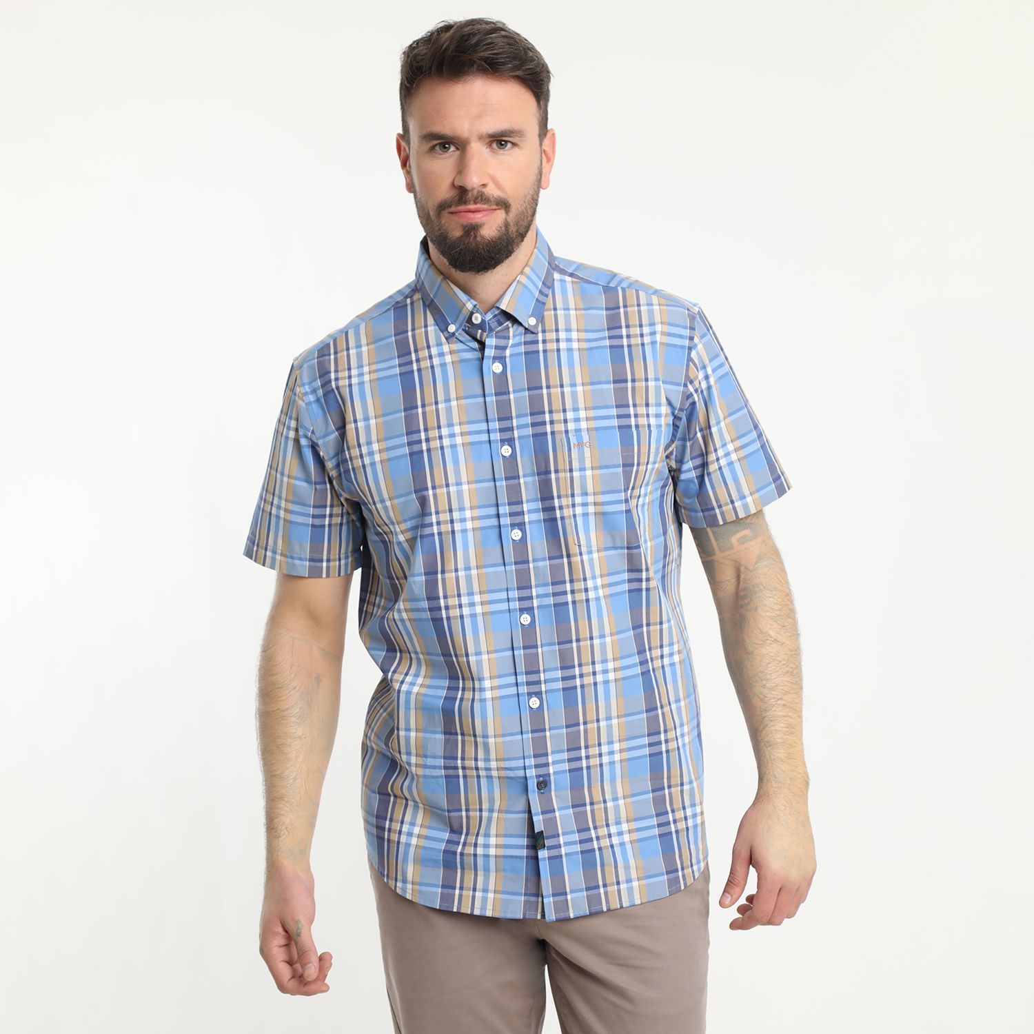 Camisa Manga Corta Escocesa Regular Fit Algodón