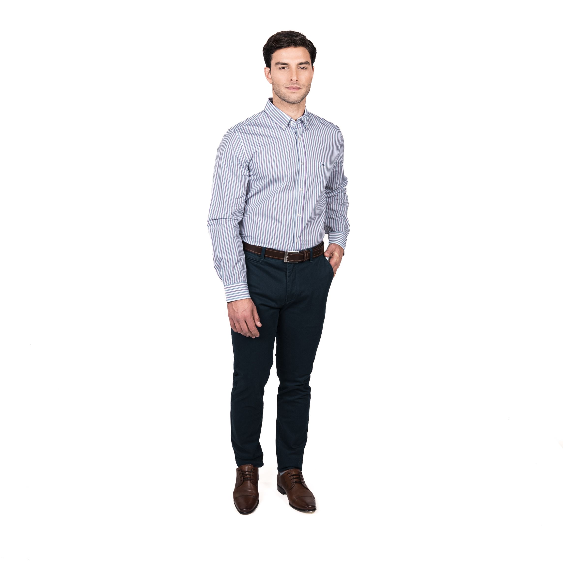 Camisa Rockefeller Smart Listada Comfort Fit